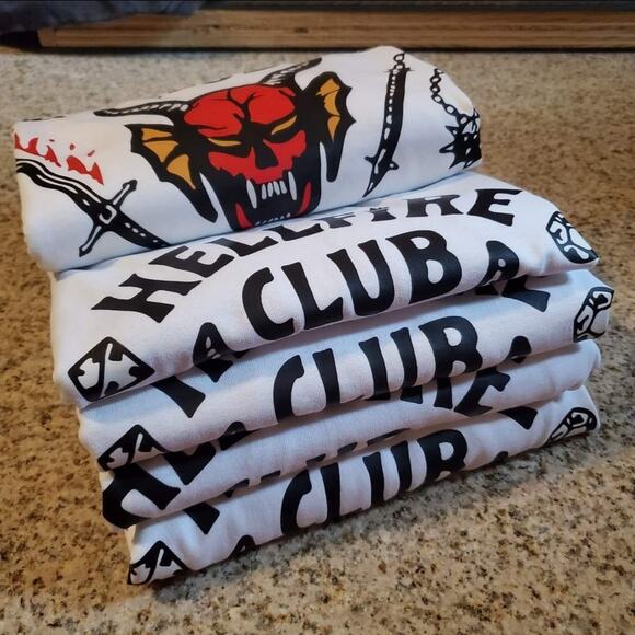 Hellfire Club Stranger Things T-Shirt, Black and White Raglan Baseball Tee, XL - Picture 6 of 6